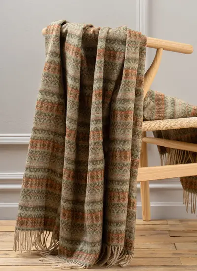 Fairisle Sage Highland Wool Throw